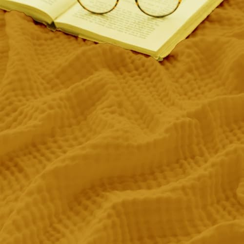Cznlnzc Copriletto in mussola Premium, Coperta da divano extra morbida come coperta, copriletto, copridivano, Coperta in cotone extra morbido, Due piccoli asciugamani inclusi (Marrone,200x230CM)