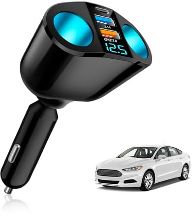Sdoppiatore Accendisigari Auto, 120W Presa Accendisigari Doppia, Presa USB Accendisigari 12V/24V, Accendisigari USB per Telefoni Tablet GPS, (QC3.0/PD/2.4A)