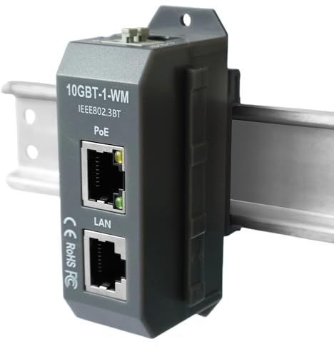Singola porta 10 Gigabit 802.3bt PoE++ Injector | 90W Max Output | IEEE 802.3af/at/bt | Wall & DIN Mount