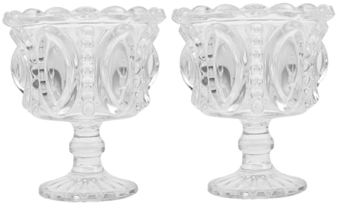 Ciieeo 2 Pièces coupes à dessert sur pieds verre à crème glacée parfaite tasses à pieds en verre Transparent