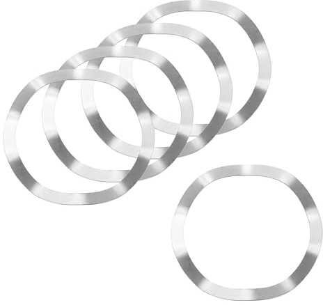 QUARKZMAN Arandela Resorte Ondulado, 5Pzs 51mm x 61mm x 0.4mm (DE x DI x E) - Arandela Curva Acero Inoxidable 304 Para Tornillos, Arandelas Onduladas Para Maquinaria (Plateado)
