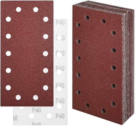 XCRPRT 30 Stück Schleifpapier Set 230x115 mm, Schleifpapier Klett | Körnung 40/60/80/120/240, 14 Löcher Schleifpapiers Zubehör Materialien, Klett-Schleifblätter für Schwingschleifer