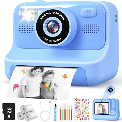 Prinhero Macchina Fotografica Bambini Istantanea-2,4 Pollici 1080P Fotocamera Digitali Istantanea perBambini Selfie conScheda da32GB - Regalo per Bambini per Ragazze Ragazzi 3 4 5 6 7 8 9 10 11 Anni