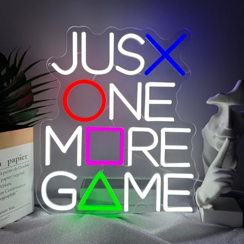 Just One More Game Luci LED,Giocatore Neon LED Decorazione Muro per Sala Giochi Bar Party Man Cave Gaming Room,Gaming Insegna Neon Regalo Colorati per Gamer Uomini Donne Ado USB Powered（14.2*12.3）
