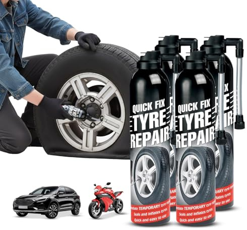 Avilia - Kit Spray 2/4/6 Gonfia e Ripara Pneumatici Auto/Moto – Spray Sigillante 2 in 1 – Ripara Gomme Foratura di Emergenza – Senza Cambio Ruota, Cric o Chiave Inglese – Riparazione Rapida (4)