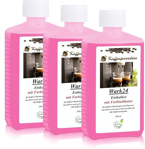 Wark24 Universal Entkalker 3 x 500 ml, mit Farbindikator, 100% biologisch abbaubar und umweltfreundlich, für Kaffeevollautomaten, Bügeleisen & Wasserkocher