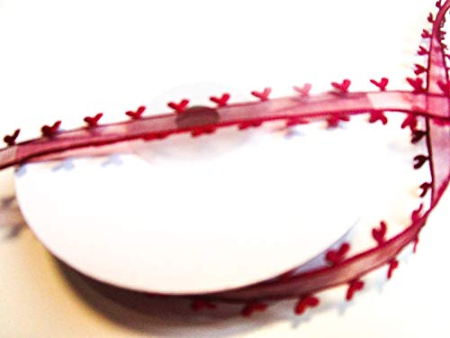 CaPiSo 10m Organza 15mm mit Herz Geschenkband Herzen Dekoband Herzband Organzaband Hochzeit Weihnachten (Bordeaux)