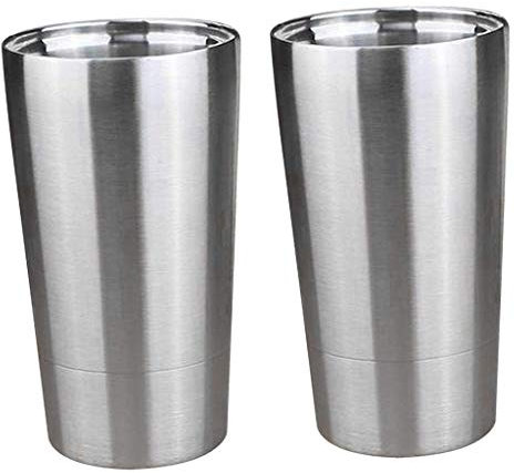 Tubayia 2 stycken 350 ml dubbelväggig rostfritt stål kaffemugg dryckesmugg för hemmet, resor, bar