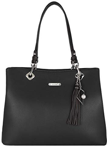 David Jones - Damen Schultertasche Weiche PU Leder - Frauen Große Tote Shopper Bag Lange Henkel - Handtasche Henkeltasche Tragetasche Elegante Arbeit City Alltags Shopping Reise Mode - Schwarz