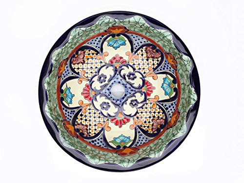 Juanetta - Hand Painted Mexican Orange Wash Basin - Cerames | Built-in Basin 43 x 13 cm | Washbasin for Bathroom, Toilet, Guest Bathroom