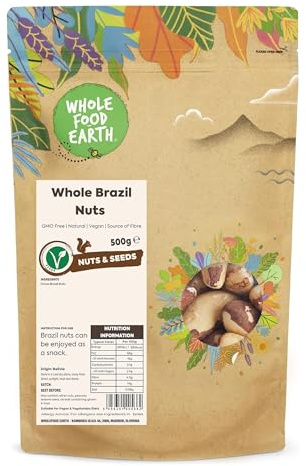 Wholefood Earth Whole Brazil Nuts 500 g | GMO Free | Natural | Source of Fibre