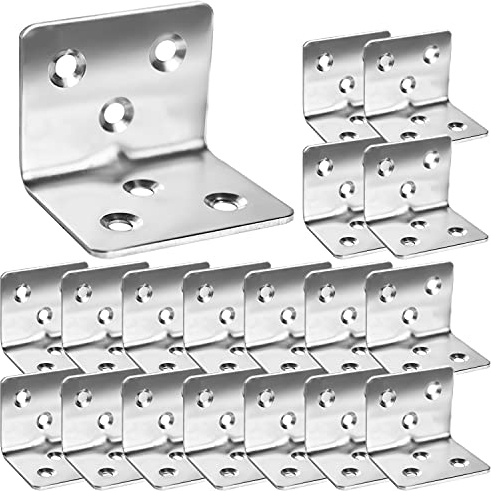 80Pcs Stainless Steel Angle Brackets,1.2” x 1.2” x 1.5” Wide Small Corner Brace for Joining Furniture, Heavy Duty 90 Degree L Shape Corner Bracket, Right Angle Bracket for Wood Cabinets Furniture