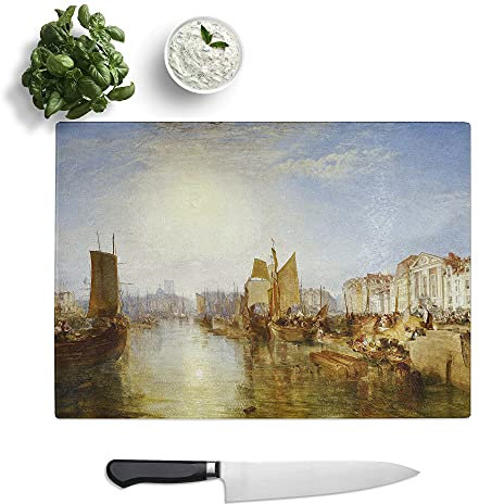 The Harbor of Dieppe by Joseph Mallord William Turner - Textured Chopping Board - Worktop Saver - Cutting Board - Heat Resistant, Shatterproof and Hygenic - 28.5 x 20 cm