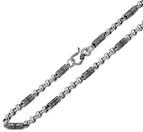 Bishilin Herren Partnerkette Silber 925, 4.5MM Rolokette mit Buddhismus Halskette 55CM Silber Biker Freundschaftskette für Männer Jugend
