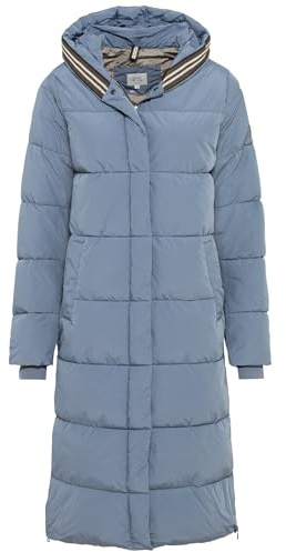 camel active Damen Langer Puffermantel aus recyceltem Polyester Hellblau, womenswear-36