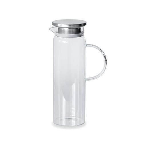 LACOR - 61952 - Jarra de Vidrio Borosilicato- Tapa Acero Inoxidable - Filtro Colador - Perfecta para el Agua, Limonada, café helado, té - Apta para el Lavavajillas - 1,7L.