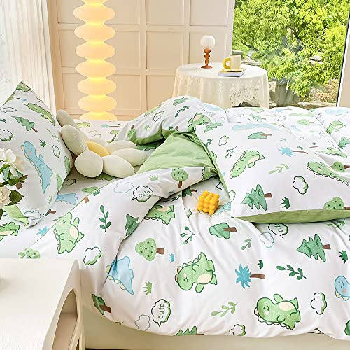 FANSU Biancheria da Letto di Matrimoniale Set Copripiumino de 3/4 Pezzi in Morbido Microfibra con Federa e Lenzuolo con Gli Angoli (220x240cm,piccolo dinosauro)
