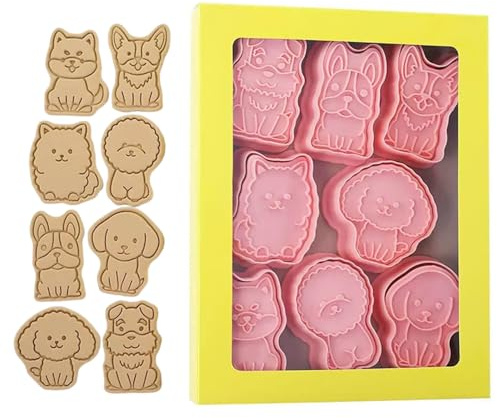 8 Pcs Cute Cookie Cutters Cartoon Embossed Cookie Stamps Cat Kawaii Cuter Set Cookie Cutter for Cake Kids Teens Birthday Party Decorations Funny Gifts（A）