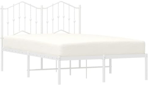 vidaXL Bettgestell mit Kopfteil Metall Weiß 120x200 cm