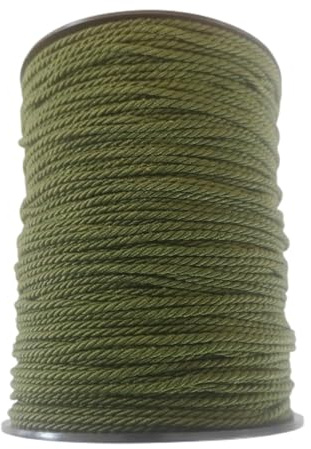 PIZZITALIANI Cordino collane - Cordoncino per braccialetti VERDE OLIVA, Diametro 2mm X 100m, Passamaneria Decorativa, Resistente e Flessibile, Cordone Intrecciato a 3 Capi, Made in Italy