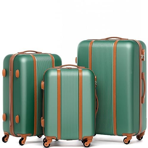 FERGÉ Kofferset 3 teilig Hartschale Milano Reisekoffer Trolley-Set (Handgepäck, L, XL) 3er Set Hartschalenkoffer Roll-Koffer 4 Rollen 100% ABS salbeigrün