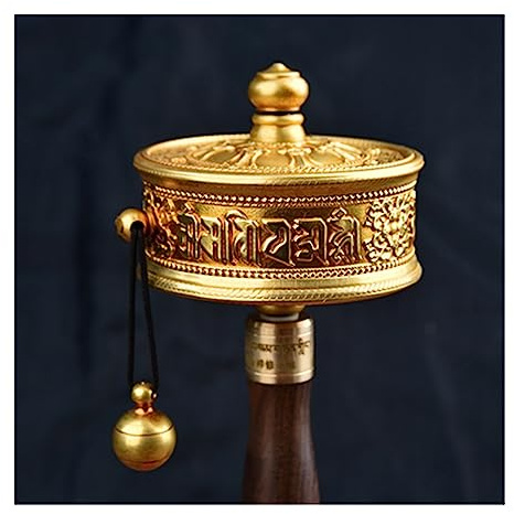 Tibetische Gebetsmühle, buddhistische Produkte, tibetische Gebetsmühle, buddhistische Gebetsmühle, handgehaltene Kupfer-Gebetsmühle mit tibetisch-buddhistischer Sechs-Zeichen-Wahrheit, Premium-Buddha-