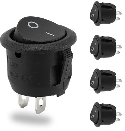 5-Stück Kippschalter & Wippschalter 12V, Mini Auto-Schalter, Ausschalter, On-Off-Schalter, 2-Polige Mikroschalter, Tastschalter