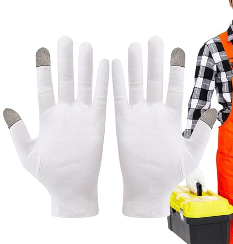 Guanti in cotone per touchscreen, guanti da lavoro traspiranti, guanti da lavoro in cotone bianco, guanti da lavoro per servizi di ispezione costumi