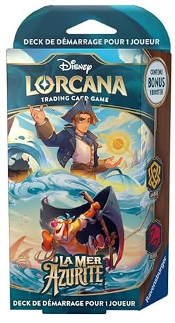 Ravensburger Disney Lorcana TCG : Deck préconstruit 1 Joueur La Mer Azurite - Ambre & Rubis, dès 8 Ans