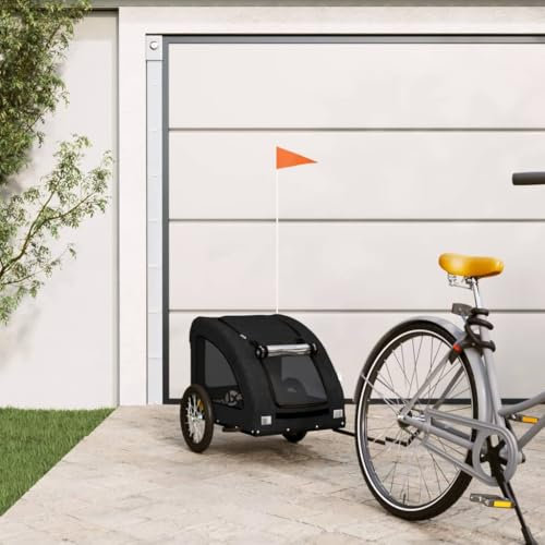 Xichuzi Fahrradanhänger Hunde Schwarz Oxford-Gewebe und Eisen, Fahrrad Anhänger, Lastenanhänger, Handwagen, Fahrrad-lastenanhänger, Lastenfahrrad - 93961