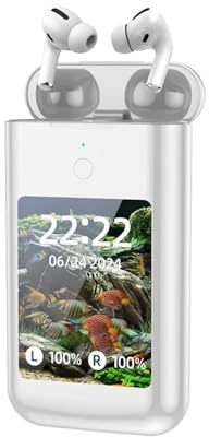 GCKSOEPER Écouteurs sans fil Bluetooth 5.2 avec écran tactile LED, 50 heures de lecture, basses profondes, écouteurs stéréo sans fil et chargeur portable avec fonction Power Bank 8000 mAh (blanc)