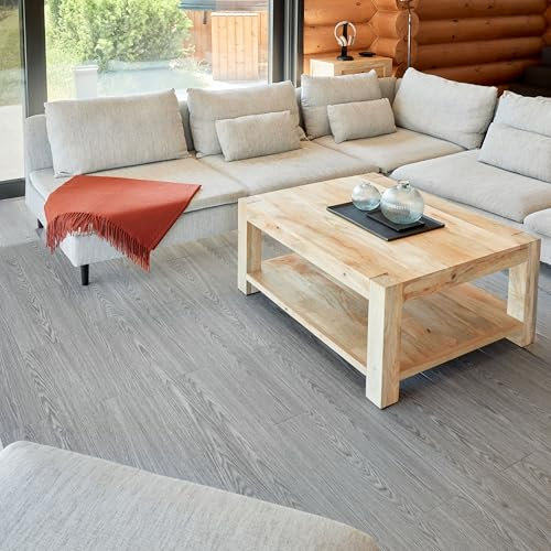 Self Adhesive Floor Planks - 7 Planks Pack Covering 10.47 sq ft / 0.97sqm | Each Stick On Tile Plank Measures 5.9x35.9in (91.4x15.2cm) | Peel And Stick Vinyl Flooring | Grey Oak Wood Effect