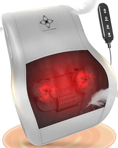 MASSAGEWERK® Shiatsu Rücken- und Nackenmassagegerät | Elektrisches Nackenmassagegerät mit Wärmefunktion | Ergonomisch, Ideal zur Linderung von Muskelverspannungen und Schmerzen
