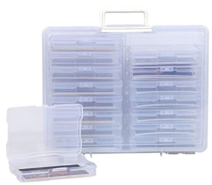 Juqoyue Estuche para Fotos 4 X 6 Pulgadas Estuche para Almacenamiento Fotos 16 Cajas Organizadoras Fotos Internas Caja Transparente para Contenedores de Almacenamiento Fotos Artesanales