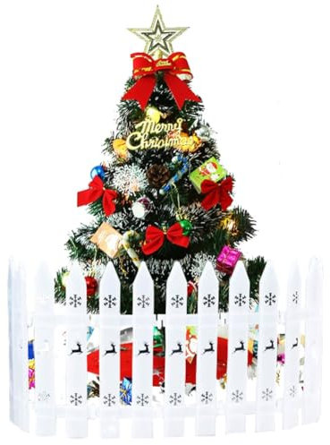 TMTGTS Weihnachtsbaum Zaun 30 Stück Schneeflocken und Elchmotive Beetzaun Weißer Kunststoffzaun Zierzaun Kunststoff Lattenzaun,zaunelemente gartenzäune Gartenzaun für Weihnachtstag Hochzeit Party