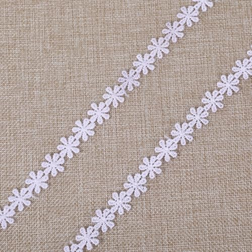 15 Yards Spitzenband Weiß mit Blumenmuster, 12mm Bestickte Spitze Boho Deko, Vintage Häkelspitze Baumwolle dekorative Webbing Band für Handwerk Nähen, Tischdeko Hochzeit und Tischdekoration (Weiß)