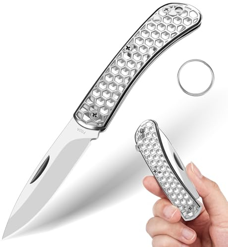 DRACHENADER Mini Coltello Tascabile FF-C, Coltello Pieghevole a due mani con lama e manico in acciaio 420C, EDC per apertura pacchi