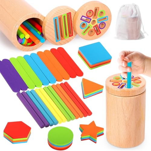 TEBOKHAD Giochi Montessori 1 2 3 Anni, Giochi Bambini 2 Anni, Giochi Montessori Educativi, Classificazione delle Forme e dei Colori, Giocattoli Montessori per Bambini di 1+ Anno Regali Educativi
