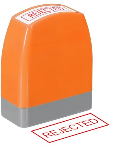 PATIKIL Avvisad meddelandestämpel självbläckande, rött bläck kontorsstämplar förbläckat meddelande påfyllningsbar affärsstämpel, orange