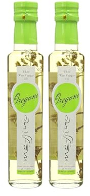 Messino Aceto Bianco con Origano 2x250ml (500ml) – Greco | Aceto di vino bianco greco all'origano, aroma erbaceo intenso, senza zuccheri aggiunti – per insalate e carni
