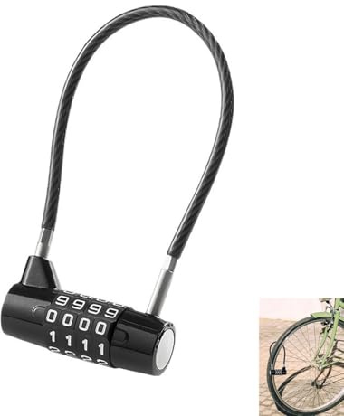 4 Digit Combination Padlock, Steel Cable Padlocks Long Shackle, Waterproof Outdoor Small Lock with Code for Sheds Gyms Lockers Luggage Suitcase, Adjustable Security Lock for Travel Fences and Storage