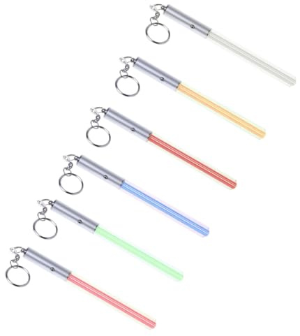 6 x LED-Licht-Leuchtstab-Schlüsselanhänger, Leuchtstab, Dekoration, Lichtschwerter