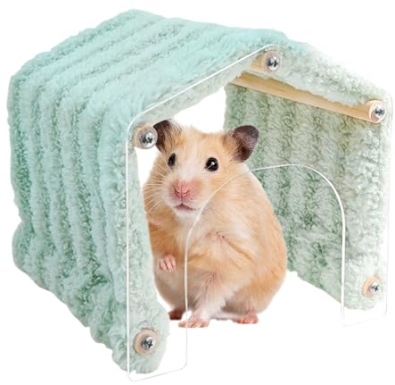 Tunnel für Hamster | Weiche Dekoration aus Plüsch | Tunnel Tiere mit Tür aus Acryl | Für Igel Hamster Kaninchen Knabbern Ausruhen Spielen Schlafen Im Haus
