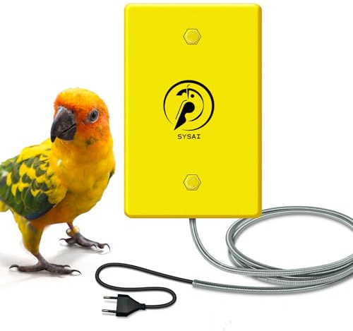 SYSAI Vogelheizung & Snuggle-Up Wärmer für Käfig, 10x15 cm - Einstellbar 40°C/45°C für Wellensittiche, Nymphensittiche, Conures & kleine Vöge