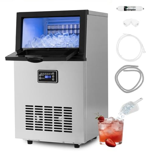 GiantexUK Commercial Ice Machine, 23kg/24H Ice Cube Maker with Self-Cleaning Function and Digital Control, Freestanding Stainless Steel Ice Making Machine for Home Bar Restaurant Supermarket | with Self-Cleaning Function & Digital Control, Freestanding Ice Making Machine for Home Bar Restaurant Supermarket