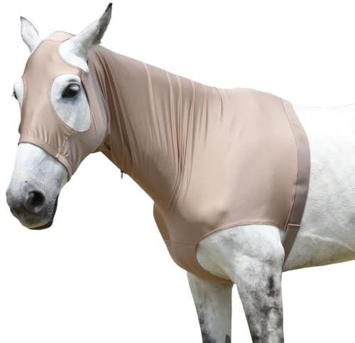 Gallopoff Protection du cou pour l'eczéma, protection de la poitrine pour cheval, couverture de cou pour cheval, protection des épaules pour chevaux, capuche extensible avec fermeture éclair et