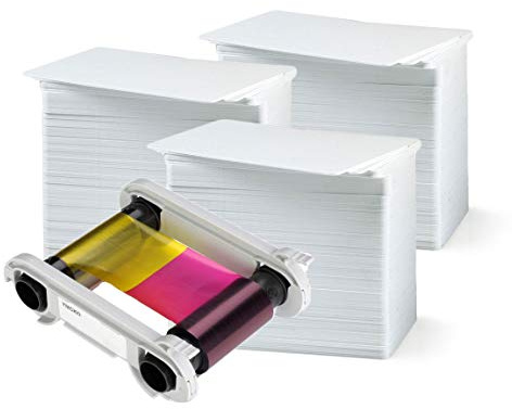 Bodno R5F008Aaa Farbband - YMCKO - 300 Drucke mit Premium-CR80 30 Mil Grafik-Qualität PVC-Karten Anzahl 300 Evolis Evolis R5F008AAA