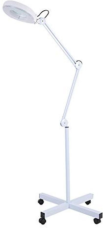 Lampara Led Pie Estetica Lampara Estetica con Lupa Lupa Estetica Profesional 5 aumentos Altura Ajustable lámpara de pie con Metal Marco de Brazo y Soporte Rolling 220 – 240 V Color