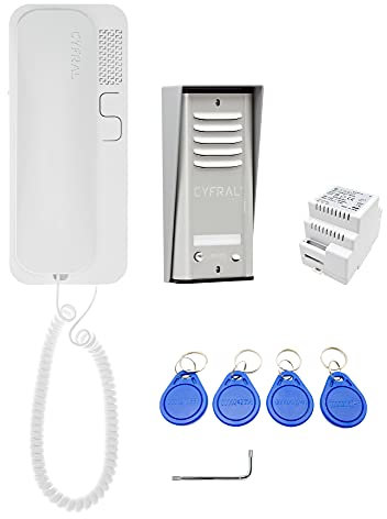 Cyfral 5905669169240 Türsprechanlage Gegensprechanlage Cosmo R 1 mit 2-Draht-Anschluss, RFID Leser integriert, Set für eine Familie