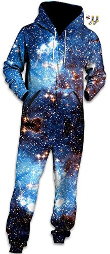 Morbuy Onesies for Men - Soft Snuggle Hooded Onesie for Adults, Loungewear Stylish Printed Warm with Zip Jumpsuit Nightwear - All In One Hoodie Pyjamas for Men and Teens (Sizes S - XL)